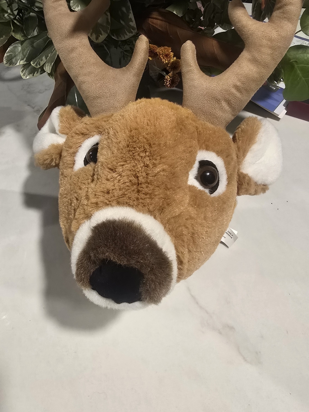 Plush Reindeer Head Room Decoration - Brown